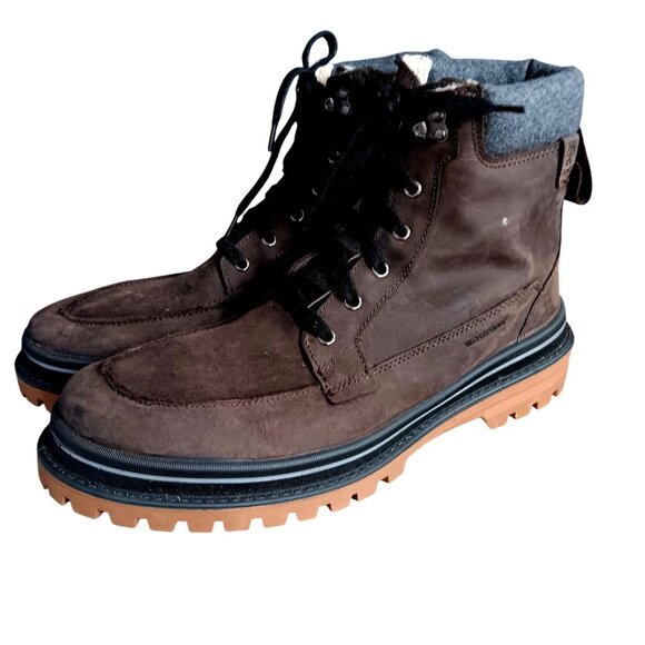sz 13 Kamik Waterproof Leather Mens Boots With Sherpa Lining Waffle Sole Hiking - Picture 1 of 8
